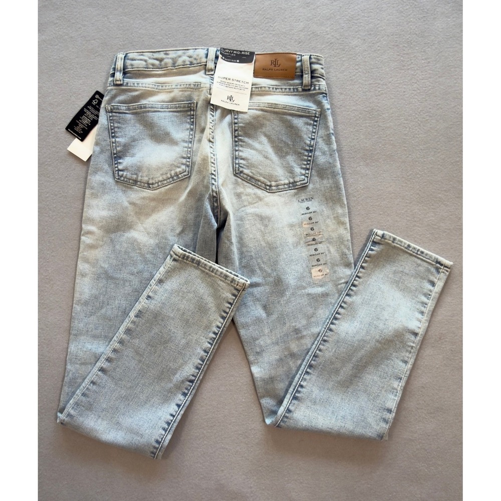 NWT Lauren Ralph Lauren Women's Curvy Mid-Rise Skinny Leg Jeans Size 6 - Picture 7 of 10